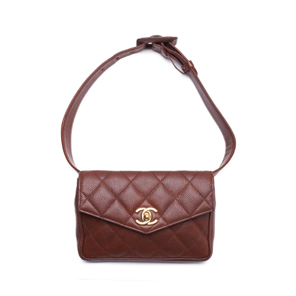 Chanel Mini Matelasse V Flap Waist Pouch Caviar Skin Brown - Picture 4 of 8